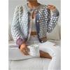 image:imageGORGLITTER Womens Button Up Colorful Cropped Cardigan Fall Clothes Cute Trendy 2025 Knit Tweed Sweater JacketMulticolor Purple B