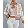 image:imageGORGLITTER Womens Button Up Colorful Cropped Cardigan Fall Clothes Cute Trendy 2025 Knit Tweed Sweater JacketPink and Blue