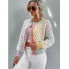 image:imageGORGLITTER Womens Button Up Colorful Cropped Cardigan Fall Clothes Cute Trendy 2025 Knit Tweed Sweater JacketPink and Blue