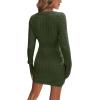 image:imageGORGLITTER Womens Cable Knit Sweater Dress Long Sleeve Knit Fall Winter Dresses Crewneck Mini Pencil DressesArmy Green
