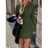 image:imageGORGLITTER Womens Cable Knit Sweater Dress Long Sleeve Knit Fall Winter Dresses Crewneck Mini Pencil DressesArmy Green