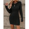 image:imageGORGLITTER Womens Cable Knit Sweater Dress Long Sleeve Knit Fall Winter Dresses Crewneck Mini Pencil DressesBlack