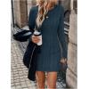 image:imageGORGLITTER Womens Cable Knit Sweater Dress Long Sleeve Knit Fall Winter Dresses Crewneck Mini Pencil DressesBlue