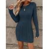 image:imageGORGLITTER Womens Cable Knit Sweater Dress Long Sleeve Knit Fall Winter Dresses Crewneck Mini Pencil DressesBlue