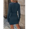 image:imageGORGLITTER Womens Cable Knit Sweater Dress Long Sleeve Knit Fall Winter Dresses Crewneck Mini Pencil DressesBlue