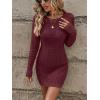 image:imageGORGLITTER Womens Cable Knit Sweater Dress Long Sleeve Knit Fall Winter Dresses Crewneck Mini Pencil DressesBurgundy