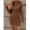 image:imageGORGLITTER Womens Cable Knit Sweater Dress Long Sleeve Knit Fall Winter Dresses Crewneck Mini Pencil DressesChocolate Brown
