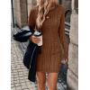 image:imageGORGLITTER Womens Cable Knit Sweater Dress Long Sleeve Knit Fall Winter Dresses Crewneck Mini Pencil DressesChocolate Brown