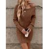 image:imageGORGLITTER Womens Cable Knit Sweater Dress Long Sleeve Knit Fall Winter Dresses Crewneck Mini Pencil DressesChocolate Brown