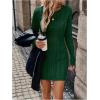 image:imageGORGLITTER Womens Cable Knit Sweater Dress Long Sleeve Knit Fall Winter Dresses Crewneck Mini Pencil DressesDark Green