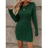 image:imageGORGLITTER Womens Cable Knit Sweater Dress Long Sleeve Knit Fall Winter Dresses Crewneck Mini Pencil DressesDark Green