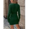 image:imageGORGLITTER Womens Cable Knit Sweater Dress Long Sleeve Knit Fall Winter Dresses Crewneck Mini Pencil DressesDark Green