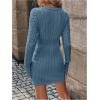 image:imageGORGLITTER Womens Cable Knit Sweater Dress Long Sleeve Knit Fall Winter Dresses Crewneck Mini Pencil DressesDusty Blue