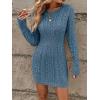 image:imageGORGLITTER Womens Cable Knit Sweater Dress Long Sleeve Knit Fall Winter Dresses Crewneck Mini Pencil DressesDusty Blue