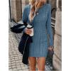 image:imageGORGLITTER Womens Cable Knit Sweater Dress Long Sleeve Knit Fall Winter Dresses Crewneck Mini Pencil DressesDusty Blue