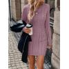 image:imageGORGLITTER Womens Cable Knit Sweater Dress Long Sleeve Knit Fall Winter Dresses Crewneck Mini Pencil DressesDusty Purple