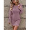 image:imageGORGLITTER Womens Cable Knit Sweater Dress Long Sleeve Knit Fall Winter Dresses Crewneck Mini Pencil DressesDusty Purple