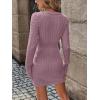image:imageGORGLITTER Womens Cable Knit Sweater Dress Long Sleeve Knit Fall Winter Dresses Crewneck Mini Pencil DressesDusty Purple