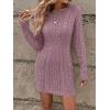image:imageGORGLITTER Womens Cable Knit Sweater Dress Long Sleeve Knit Fall Winter Dresses Crewneck Mini Pencil DressesDusty Purple