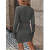 image:imageGORGLITTER Womens Cable Knit Sweater Dress Long Sleeve Knit Fall Winter Dresses Crewneck Mini Pencil DressesGrey