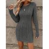 image:imageGORGLITTER Womens Cable Knit Sweater Dress Long Sleeve Knit Fall Winter Dresses Crewneck Mini Pencil DressesGrey