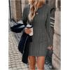 image:imageGORGLITTER Womens Cable Knit Sweater Dress Long Sleeve Knit Fall Winter Dresses Crewneck Mini Pencil DressesGrey