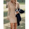 image:imageGORGLITTER Womens Cable Knit Sweater Dress Long Sleeve Knit Fall Winter Dresses Crewneck Mini Pencil DressesKhaki