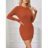 image:imageGORGLITTER Womens Cable Knit Sweater Dress Long Sleeve Knit Fall Winter Dresses Crewneck Mini Pencil DressesOrange