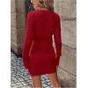 image:imageGORGLITTER Womens Cable Knit Sweater Dress Long Sleeve Knit Fall Winter Dresses Crewneck Mini Pencil DressesRed