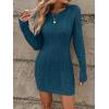 image:imageGORGLITTER Womens Cable Knit Sweater Dress Long Sleeve Knit Fall Winter Dresses Crewneck Mini Pencil DressesRoyal Blue