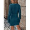 image:imageGORGLITTER Womens Cable Knit Sweater Dress Long Sleeve Knit Fall Winter Dresses Crewneck Mini Pencil DressesRoyal Blue