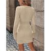 image:imageGORGLITTER Womens Cable Knit Sweater Dress Long Sleeve Knit Fall Winter Dresses Crewneck Mini Pencil DressesSolid Apricot