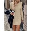 image:imageGORGLITTER Womens Cable Knit Sweater Dress Long Sleeve Knit Fall Winter Dresses Crewneck Mini Pencil DressesSolid Apricot