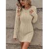 image:imageGORGLITTER Womens Cable Knit Sweater Dress Long Sleeve Knit Fall Winter Dresses Crewneck Mini Pencil DressesSolid Apricot