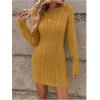 image:imageGORGLITTER Womens Cable Knit Sweater Dress Long Sleeve Knit Fall Winter Dresses Crewneck Mini Pencil DressesYellow