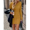 image:imageGORGLITTER Womens Cable Knit Sweater Dress Long Sleeve Knit Fall Winter Dresses Crewneck Mini Pencil DressesYellow