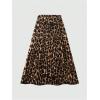 image:imageGORGLITTER Womens Cheetah Leopard Pleated Maxi Skirts Fall Dressy Animal Printed High Waisted Flowy Long Skirts TrendyKhaki