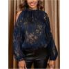 image:imageGORGLITTER Womens Cold One Shoulder Party Tops Blouse Dressy Casual Long Sleeve Work Going Out Concert Tops ShirtBlue