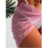 image:imageGORGLITTER Womens Cover Up Sarong Wrap Skirt Bachelorette Outfits for Bride Sheer Mesh Bridal Swimsuit Pearl Bathing SuitLight Pink
