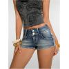 image:imageGORGLITTER Womens Cowgirl MIni Jean Shorts Y2K Streetwear Button up Low Rise Micro Denim Shorts Country Concert OutfitsDark Wash