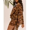 image:imageGORGLITTER Womens Cowl Neck Leopard Mini Dress Y2k Draped Mesh Sheer Cover Up Dresses Summer Vacation OutfitCoffee Brown