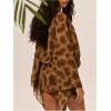 image:imageGORGLITTER Womens Cowl Neck Leopard Mini Dress Y2k Draped Mesh Sheer Cover Up Dresses Summer Vacation OutfitCoffee Brown