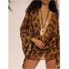 image:imageGORGLITTER Womens Cowl Neck Leopard Mini Dress Y2k Draped Mesh Sheer Cover Up Dresses Summer Vacation OutfitCoffee Brown