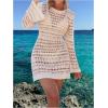 image:imageGORGLITTER Womens Crochet Backless Swimsuit Coverup Dress Long Sleeve Bikini Bathing Suit Swim Suits Beach Cover UpsApricot
