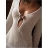 image:imageGORGLITTER Womens Crochet Dress Swimsuit Coverup Long Sleeve Bikini Bathing Suit Swim Suits Beach Cover Ups SwimwearSolid White
