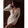 image:imageGORGLITTER Womens Crochet Dress Swimsuit Coverup Long Sleeve Bikini Bathing Suit Swim Suits Beach Cover Ups SwimwearWhite