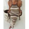 image:imageGORGLITTER Womens Crochet Halter Bodycon Maxi Dress Backless Striped Casual Summer Beach Hawaiian Sundresses ClassyKhaki