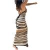 image:imageGORGLITTER Womens Crochet Halter Bodycon Maxi Dress Backless Striped Casual Summer Beach Hawaiian Sundresses ClassyMulticolor