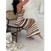 image:imageGORGLITTER Womens Crochet Halter Bodycon Maxi Dress Backless Striped Casual Summer Beach Hawaiian Sundresses ClassyMulticolor