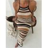 image:imageGORGLITTER Womens Crochet Halter Bodycon Maxi Dress Backless Striped Casual Summer Beach Hawaiian Sundresses ClassyMulticolor